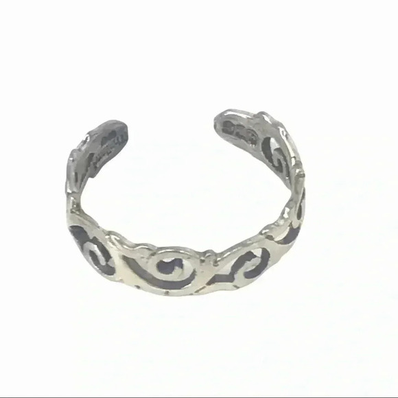 925 TOE RING XS STAMPED STERLING SILVER WAVES IN THE WIND ADJUSTABLE - Picture 1 of 13